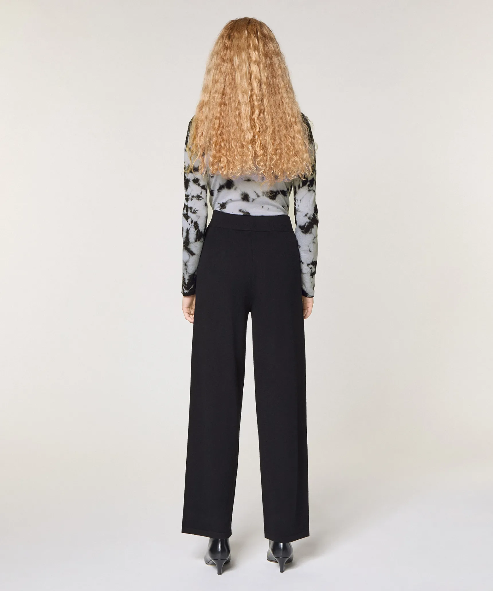 Hot Rodier Pantalon large en laine noir