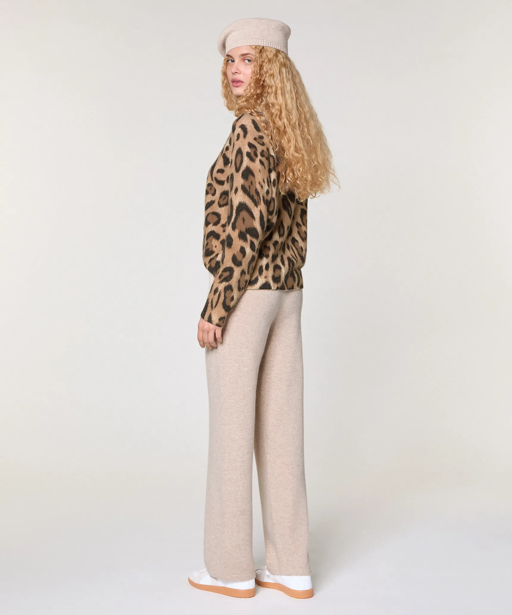 Best Rodier Pantalon large en laine beige chiné