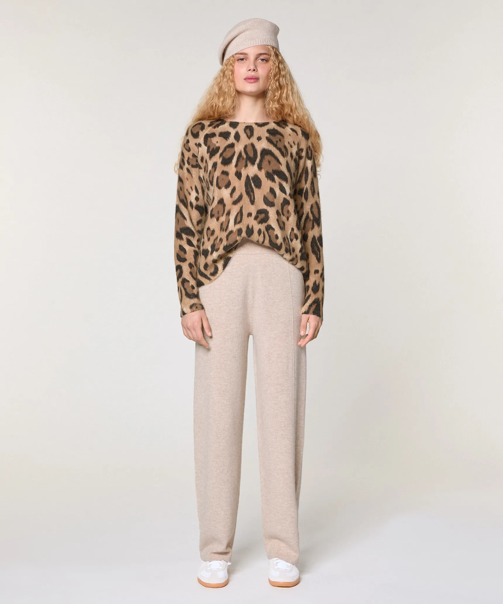 Best Rodier Pantalon large en laine beige chiné