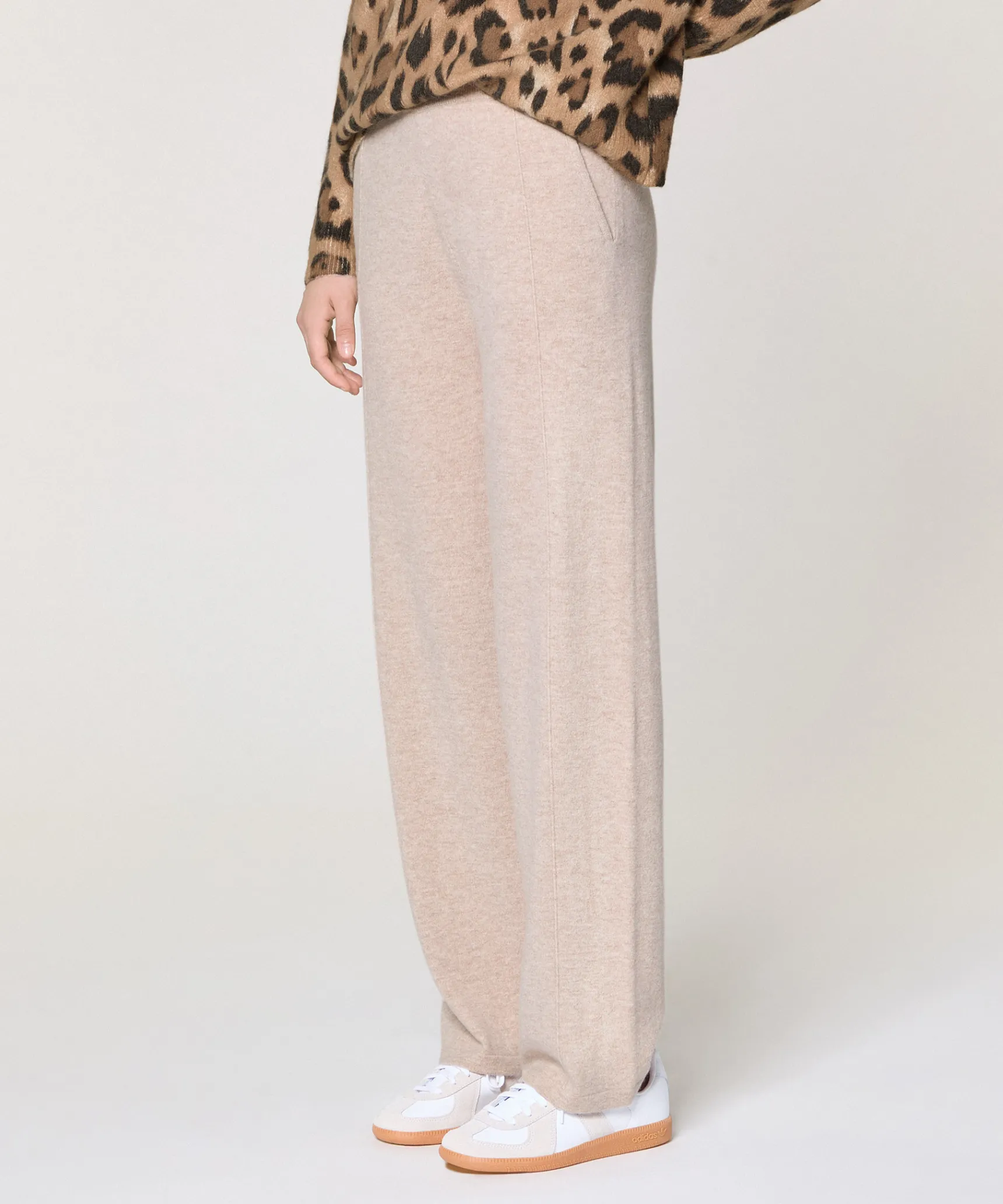 Best Rodier Pantalon large en laine beige chiné