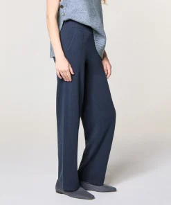 Best Rodier Pantalon large en laine bleu denim