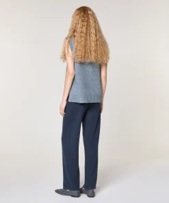 Best Rodier Pantalon large en laine bleu denim