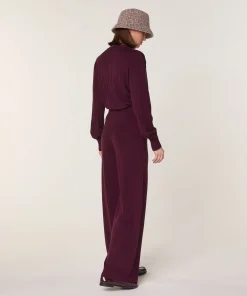 Outlet Rodier Pantalon large en laine mérinos violet aubergine