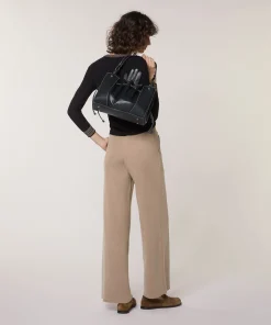 Rodier Pantalon large en maille marron moka