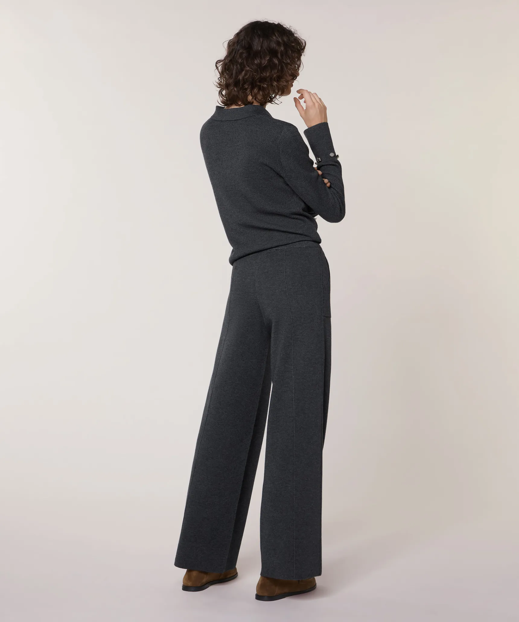 Sale Rodier Pantalon large en maille gris foncé