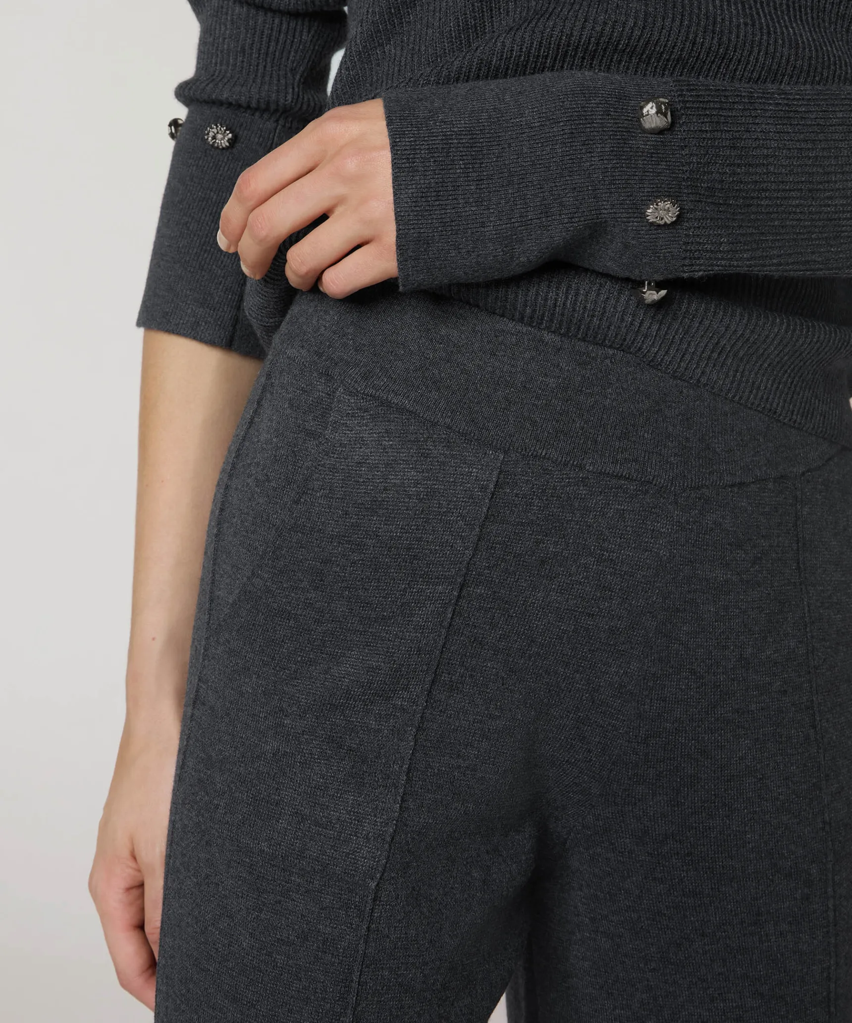Sale Rodier Pantalon large en maille gris foncé