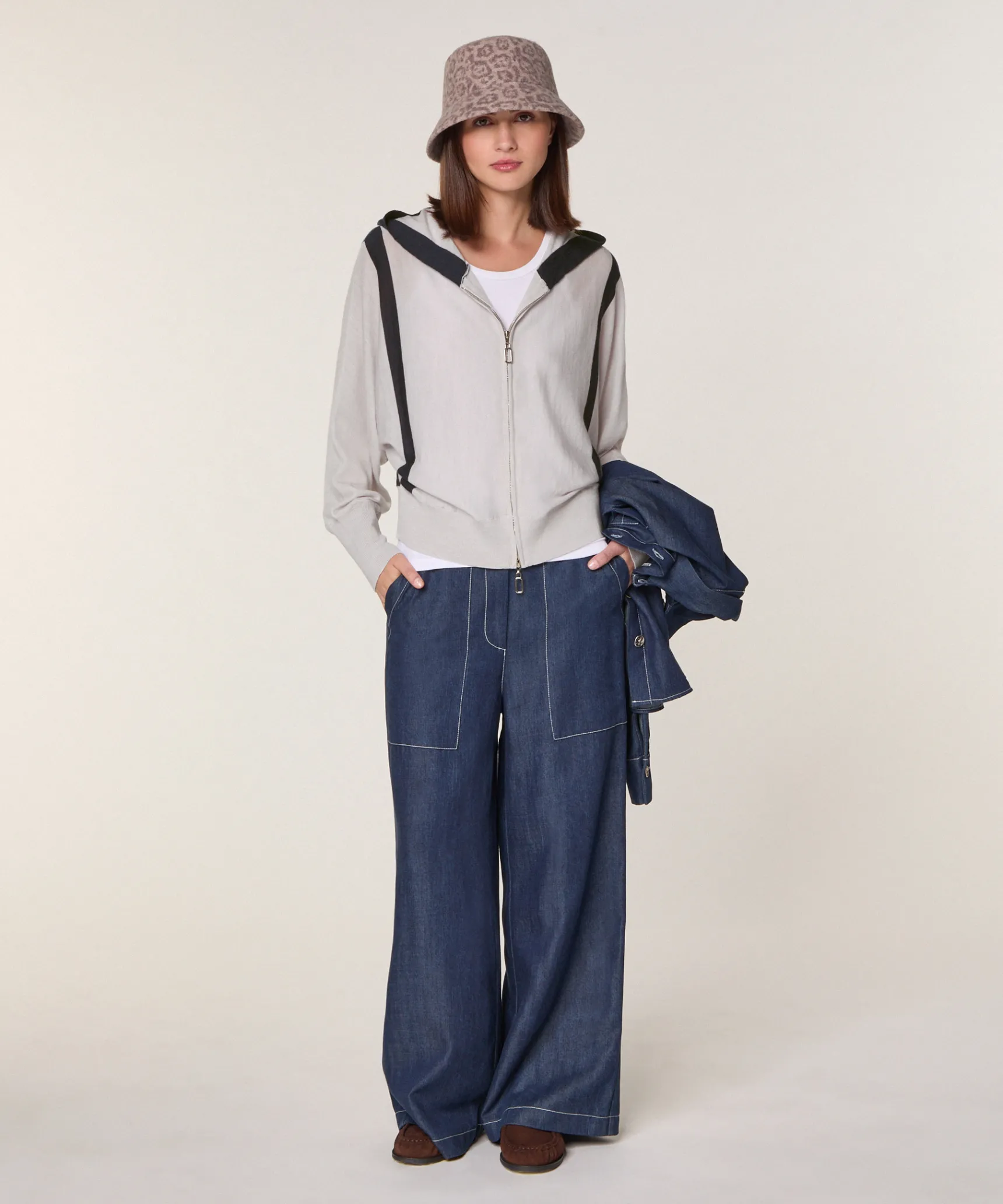 Best Rodier Pantalon large jean bleu denim