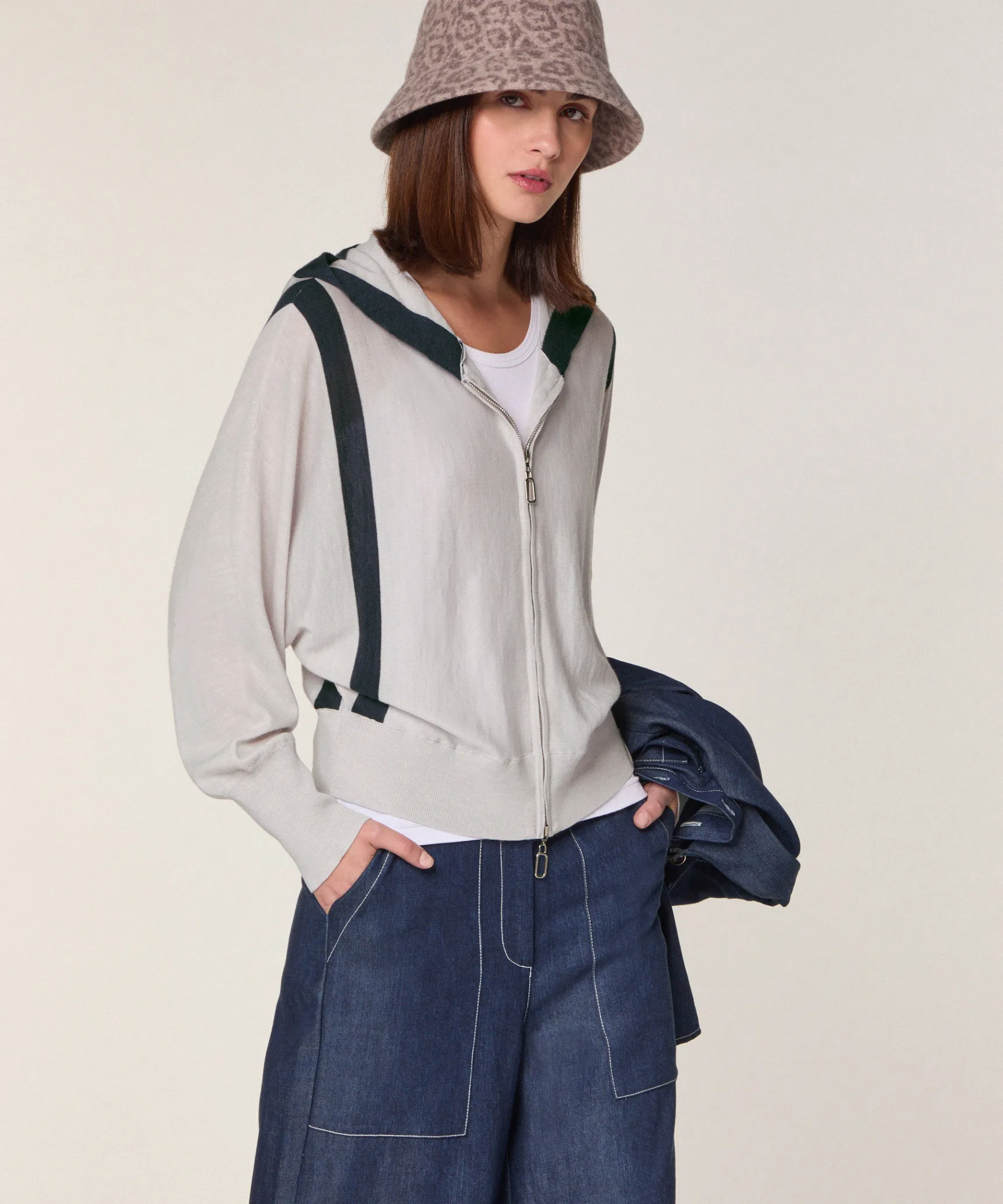 Best Rodier Pantalon large jean bleu denim