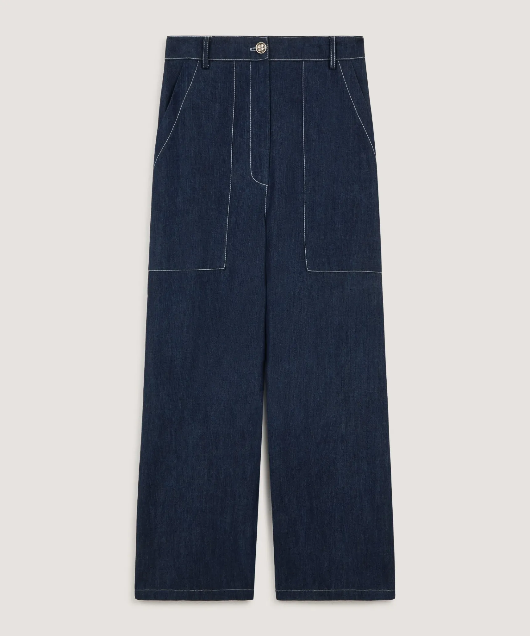 Best Rodier Pantalon large jean bleu denim
