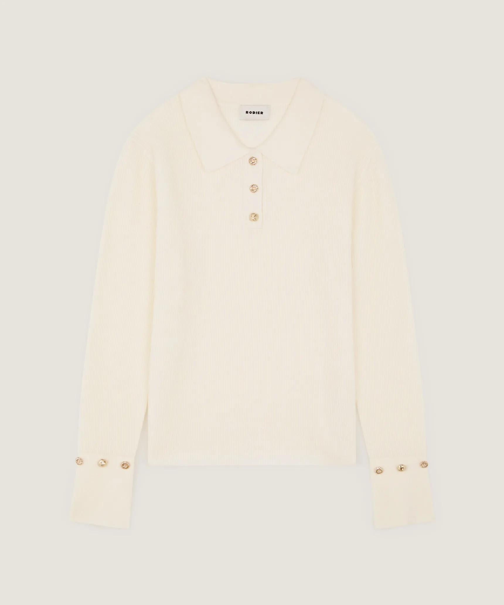Clearance Rodier Polo à côtes blanc écru