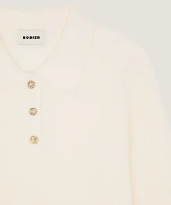 Clearance Rodier Polo à côtes blanc écru