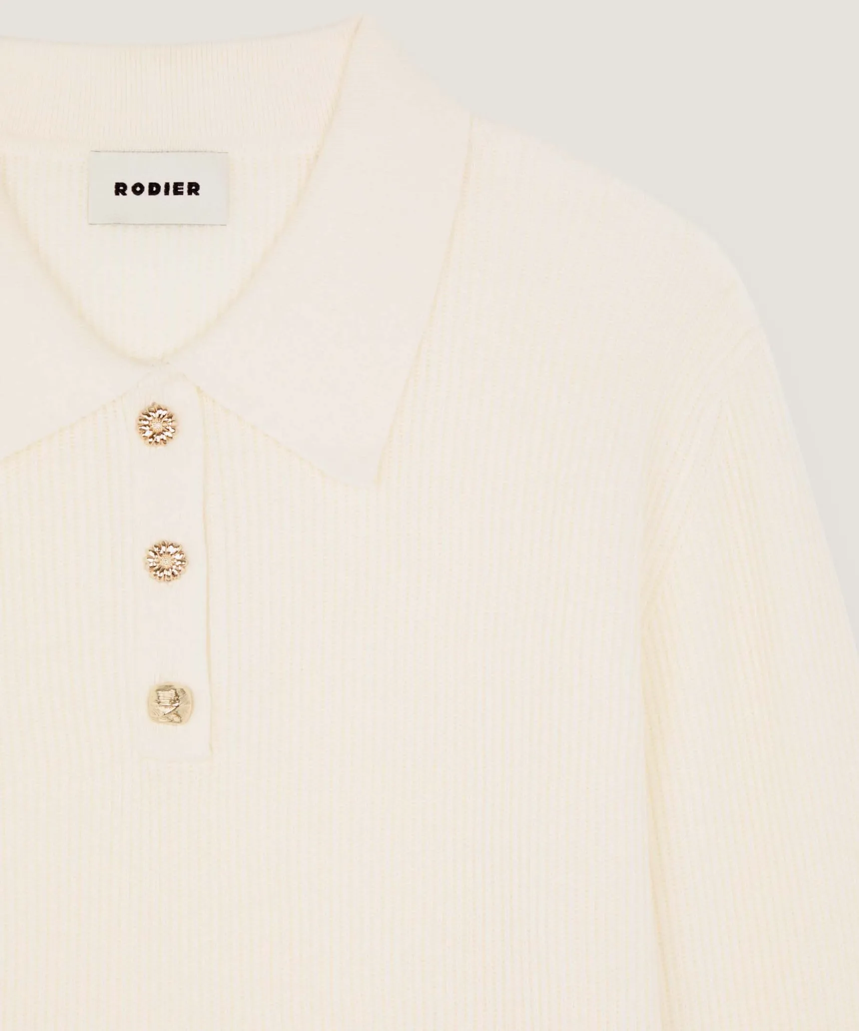 Clearance Rodier Polo à côtes blanc écru