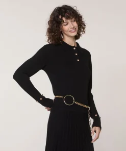 Best Rodier Polo à côtes noir