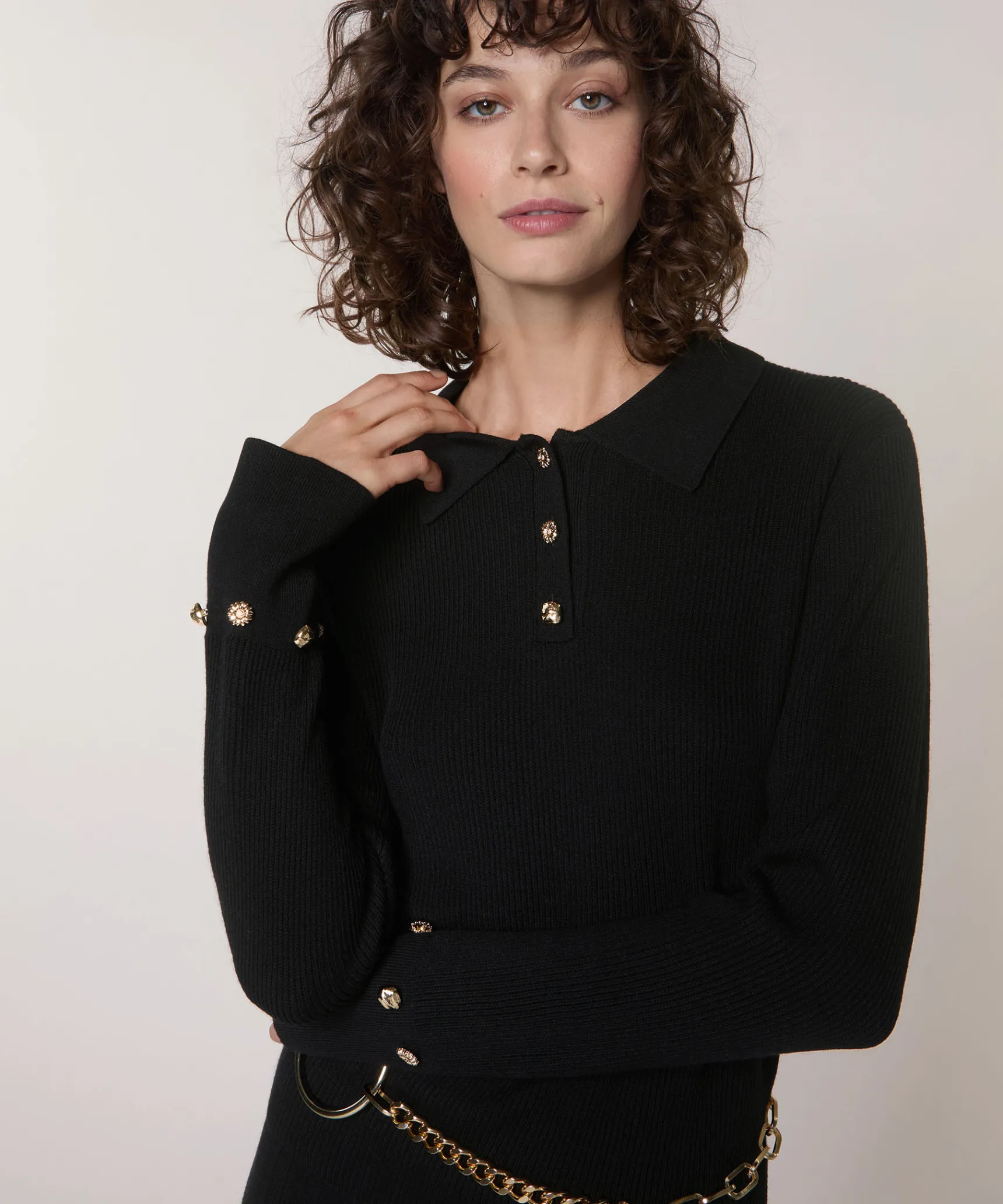 Best Rodier Polo à côtes noir