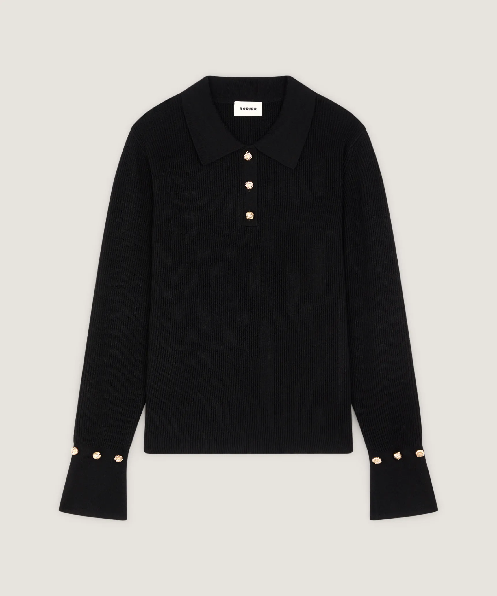 Best Rodier Polo à côtes noir
