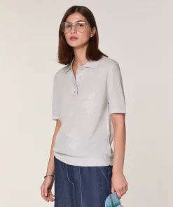 Best Rodier Polo brodé manche courte en laine mérinos blanc
