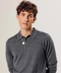 Sale Rodier Polo en laine mérinos gris foncé