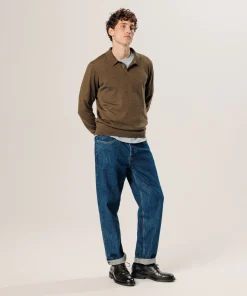 Hot Rodier Polo en laine mérinos marron écorce