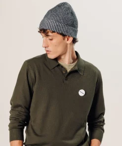 Clearance Rodier Polo en laine mérinos vert kaki