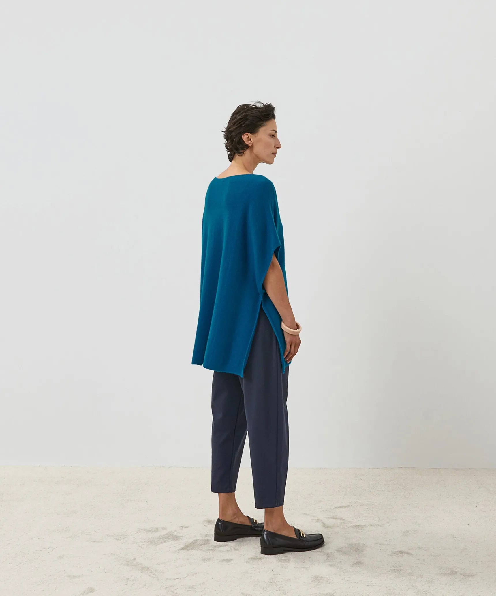 Hot Rodier Poncho cachemire bleu cobalt