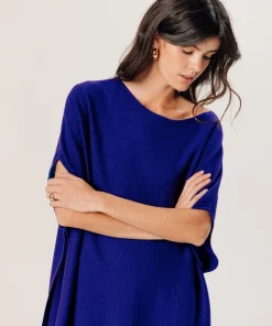 Discount Rodier Poncho cachemire bleu outremer
