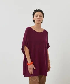 Online Rodier Poncho cachemire lie de vin