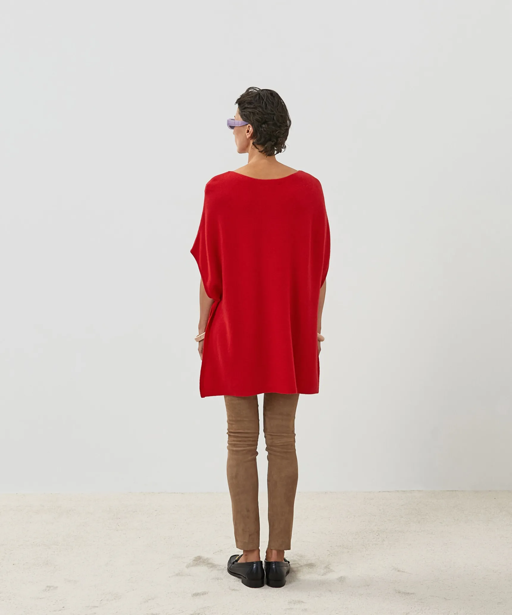 Online Rodier Poncho cachemire rouge vermillon