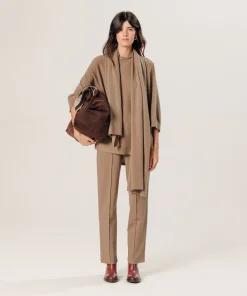 Sale Rodier Poncho manches 3/4 cachemire marron camel