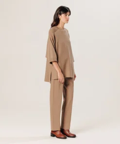 Sale Rodier Poncho manches 3/4 cachemire marron camel