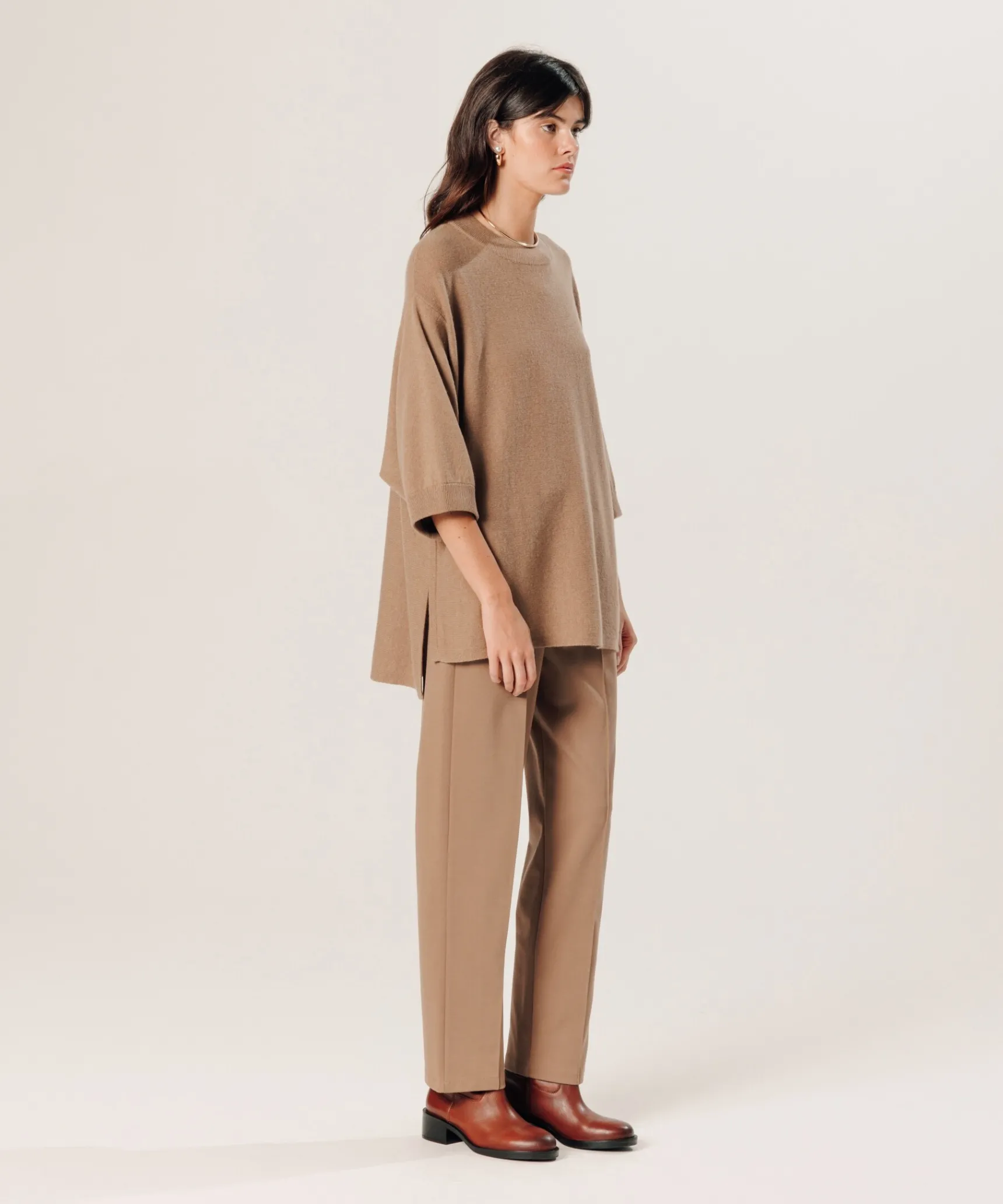 Sale Rodier Poncho manches 3/4 cachemire marron camel
