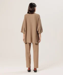 Sale Rodier Poncho manches 3/4 cachemire marron camel