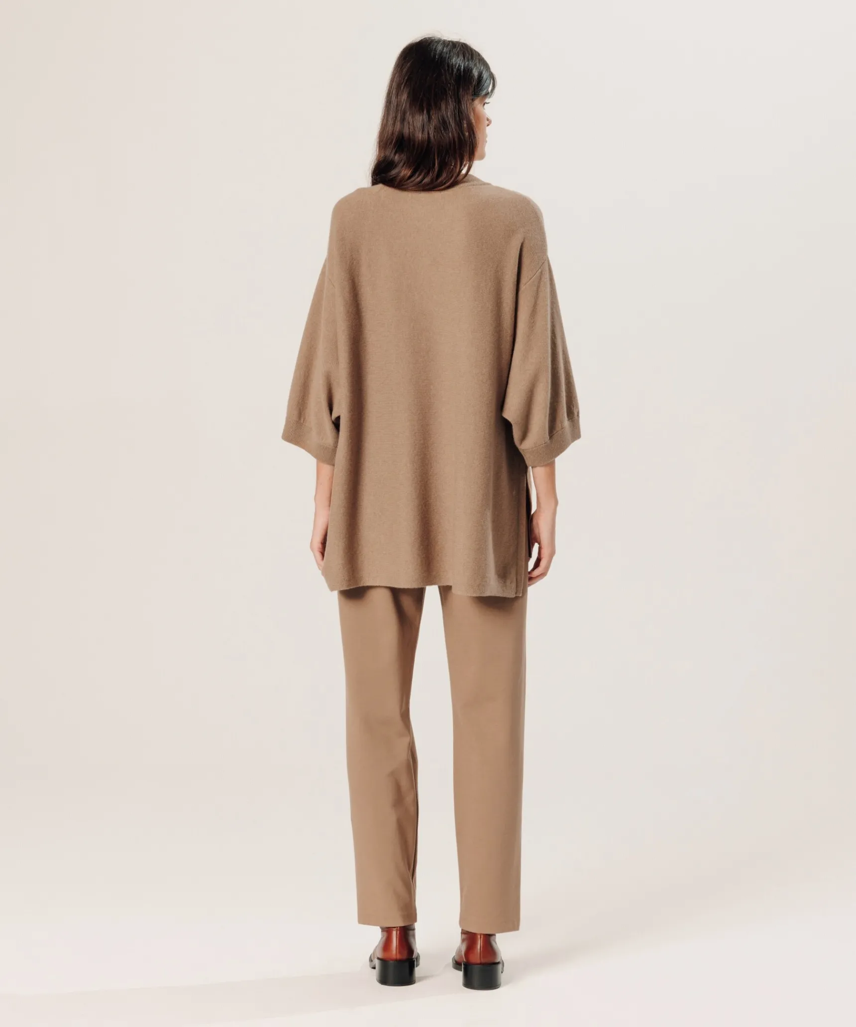 Sale Rodier Poncho manches 3/4 cachemire marron camel