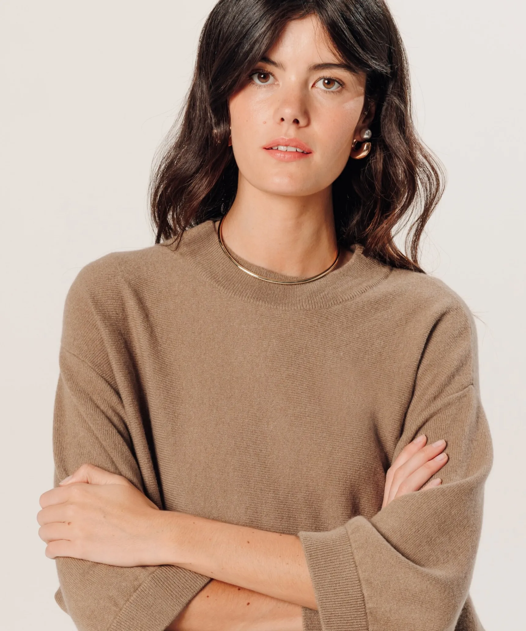 Sale Rodier Poncho manches 3/4 cachemire marron camel