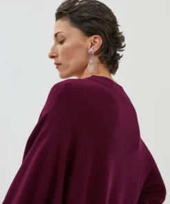 Best Rodier Poncho manches 3/4 cachemire lie de vin