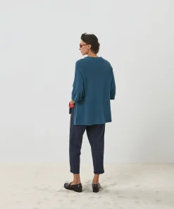 New Rodier Poncho manches 3/4 cachemire bleu