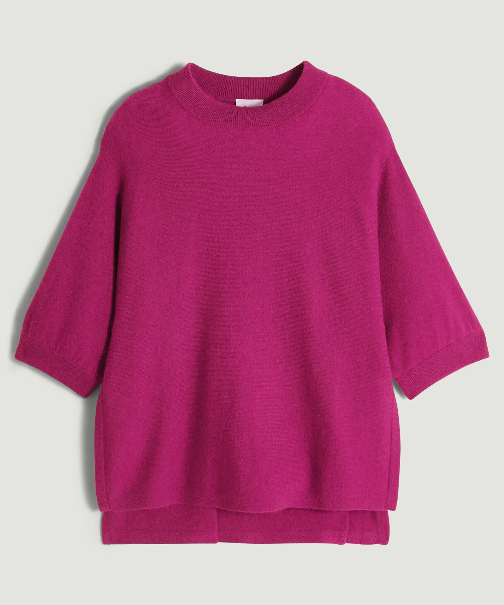 Rodier Poncho manches 3/4 cachemire rose fuschia