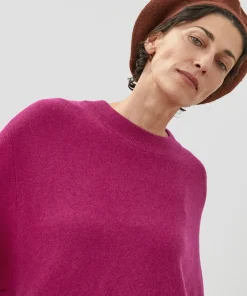 Rodier Poncho manches 3/4 cachemire rose fuschia