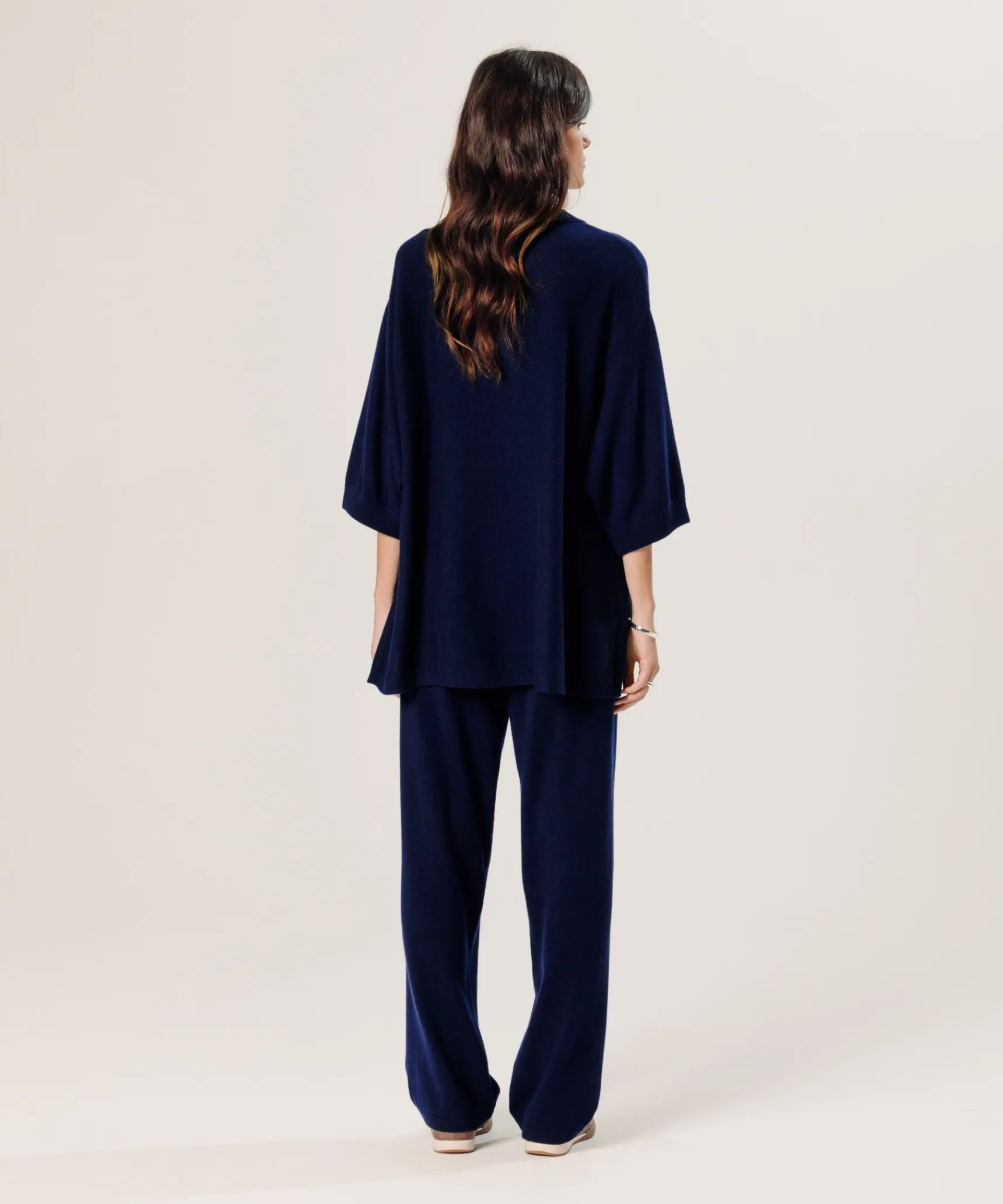Outlet Rodier Poncho manches 3/4 cachemire bleu marine