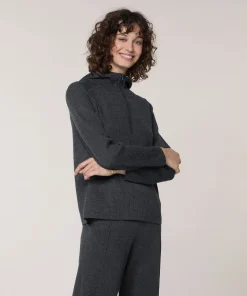 Online Rodier Pull à capuche à côtes gris foncé