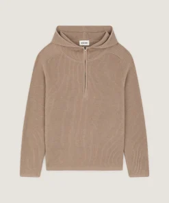 Discount Rodier Pull à capuche à côtes marron moka