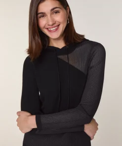 Online Rodier Pull à capuche bi-matière en laine noir