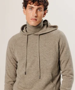 Clearance Rodier Pull à capuche en cachemire beige
