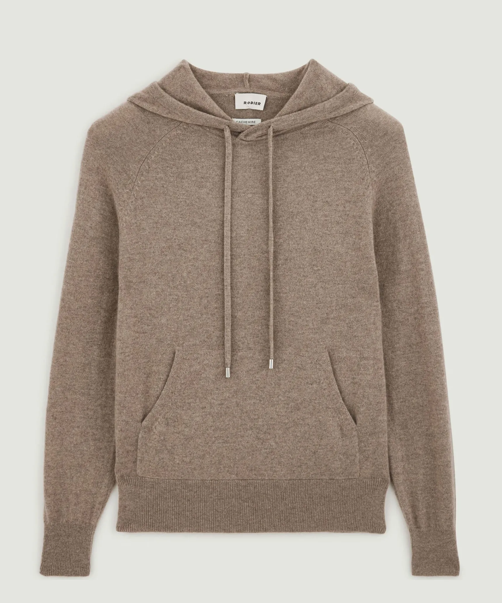 Clearance Rodier Pull à capuche en cachemire 2 fils taupe