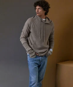 Clearance Rodier Pull à capuche en cachemire 2 fils taupe