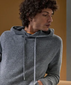 New Rodier Pull à capuche en cachemire 2 fils gris moyen