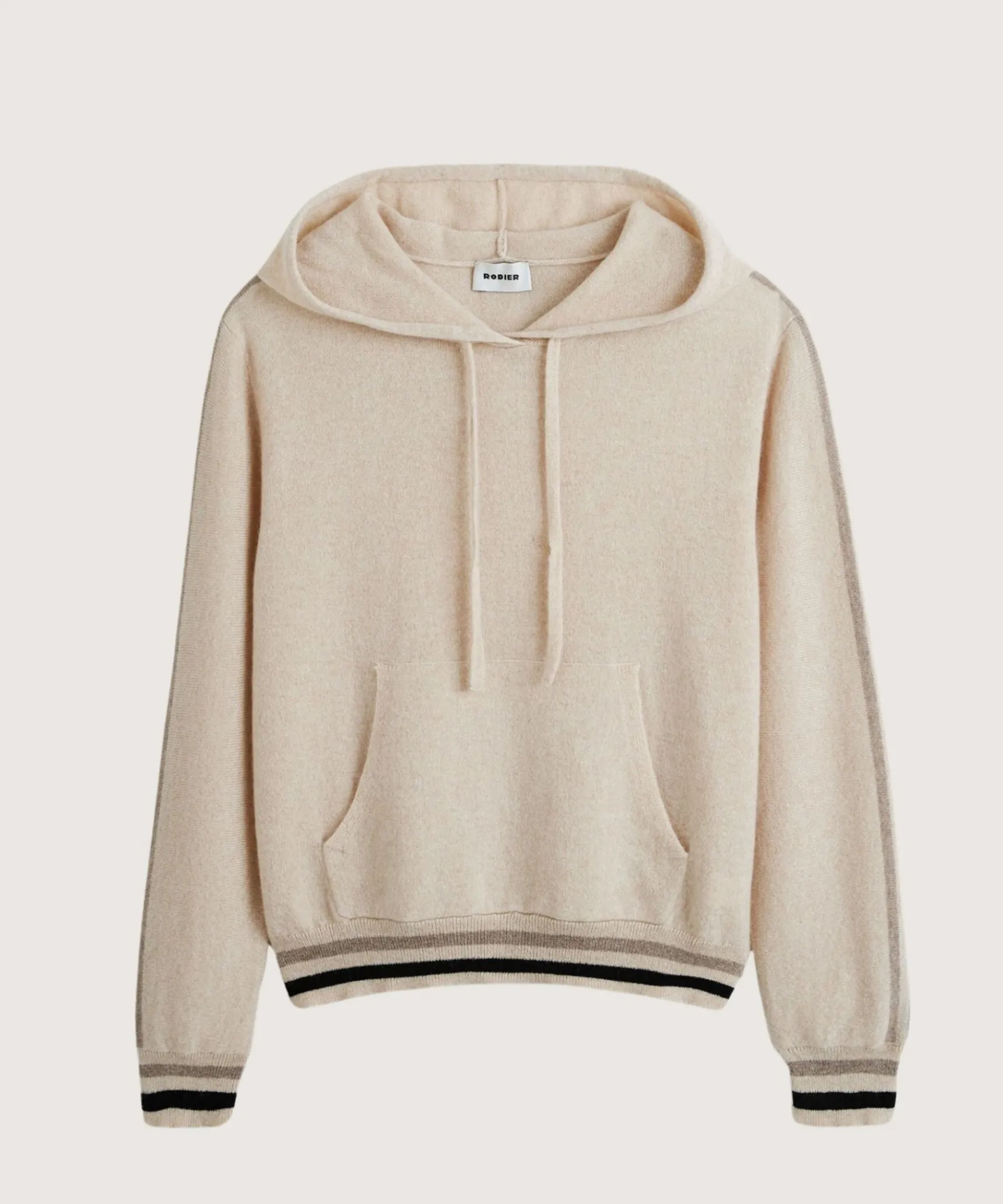 Clearance Rodier Pull à capuche en cachemire blanc crème