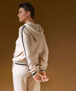 Clearance Rodier Pull à capuche en cachemire blanc crème