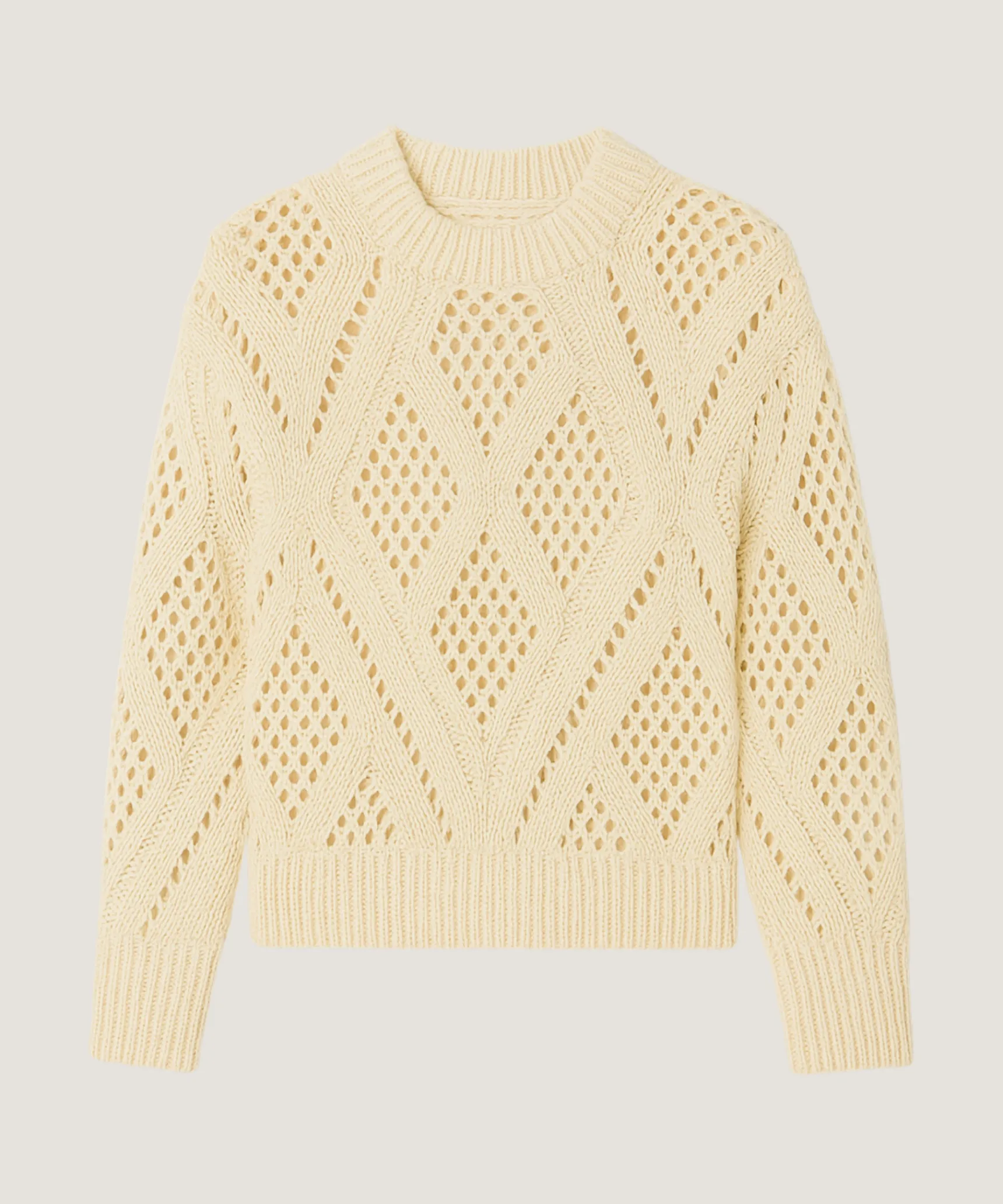 Online Rodier Pull ajouré en coton et laine blanc ivoire
