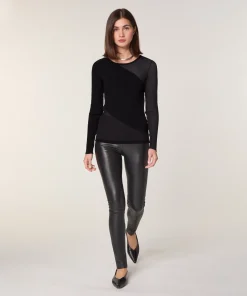 New Rodier Pull bi-matière en laine noir