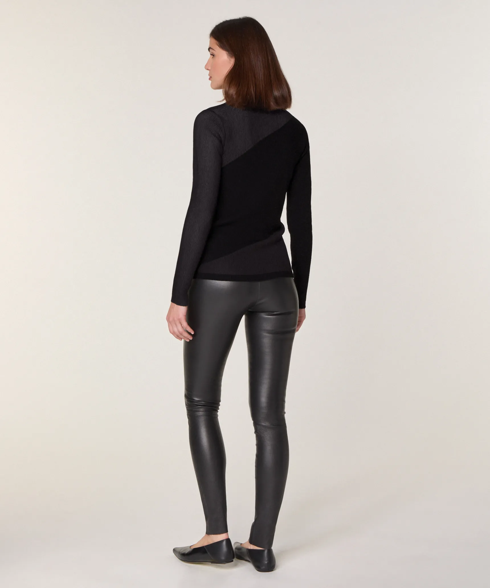 New Rodier Pull bi-matière en laine noir